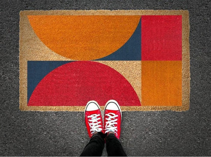 Coir Doormat: Mid-Century Modern Geometric Design - Eco Friendly