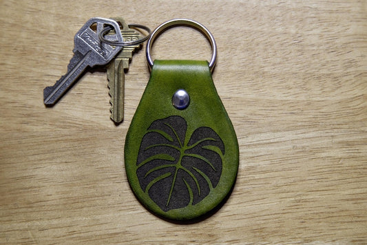 Monstera Leaf Leather Keychain