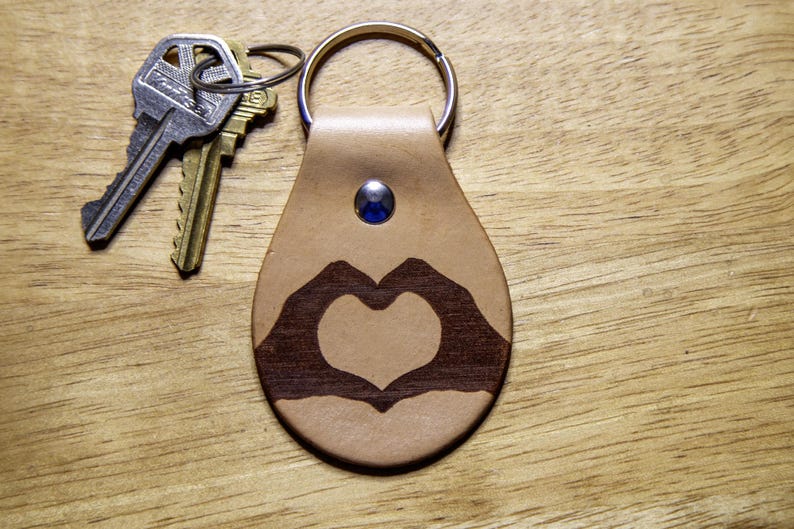 Heart Hands Leather Keychain