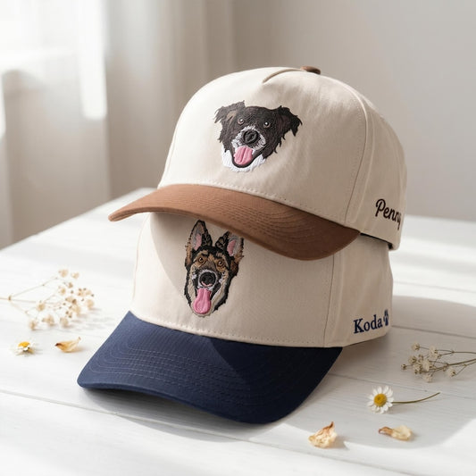 Dog Dad Cap - Custom Embroidered Pet Portrait Baseball Cap - Personalized Hat with Your Dog Photo - Lab Retriever Lover Gift