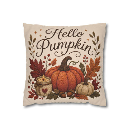 Hello Pumpkin Pillowcase | Beige Fall Throw Pillowcase | Cozy Autumn Farmhouse Home Decor| Pumpkin cute pillow covers| Thanksgiving pillow