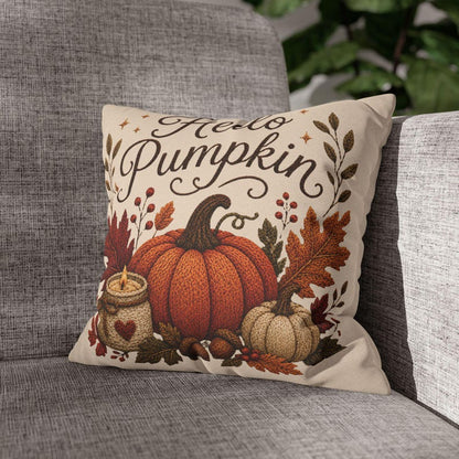 Hello Pumpkin Pillowcase | Beige Fall Throw Pillowcase | Cozy Autumn Farmhouse Home Decor| Pumpkin cute pillow covers| Thanksgiving pillow