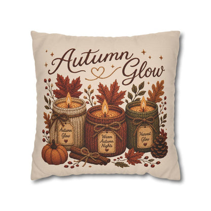 Autumn Glow Candles Pillowcase | Beige Fall Throw Pillowcase | Cozy Farmhouse Autumn Home Decor| Candle pillow cover| Fall pillow case gift