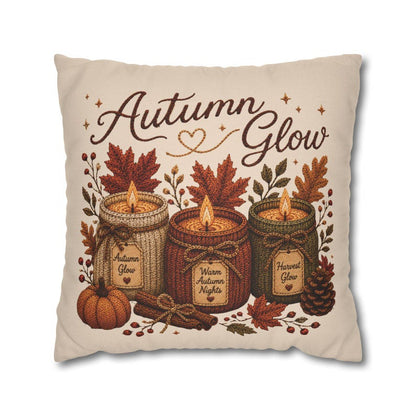 Autumn Glow Candles Pillowcase | Beige Fall Throw Pillowcase | Cozy Farmhouse Autumn Home Decor| Candle pillow cover| Fall pillow case gift