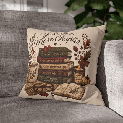 Just One More Chapter Pillowcase |Beige Bookish Throw Pillow cover | Cozy Reading Room Decor|Fall decor| Bookish pillowcase| Book lover gift