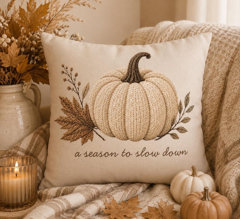 Neutral Minimalist Pumpkin Pillowcase | Beige Fall Throw Pillowcase | Cozy Autumn Farmhouse Decor| Fall pillow cover| Pumpkin pillow cover