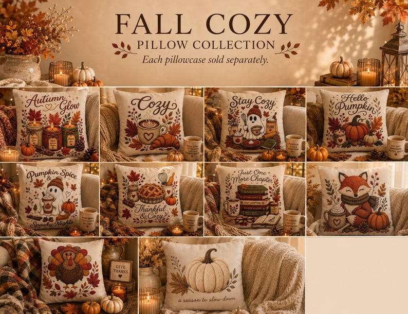 Hello Pumpkin Pillowcase | Beige Fall Throw Pillowcase | Cozy Autumn Farmhouse Home Decor| Pumpkin cute pillow covers| Thanksgiving pillow