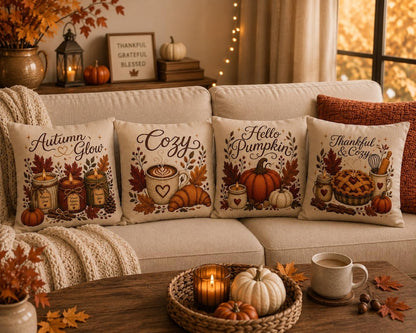 Hello Pumpkin Pillowcase | Beige Fall Throw Pillowcase | Cozy Autumn Farmhouse Home Decor| Pumpkin cute pillow covers| Thanksgiving pillow