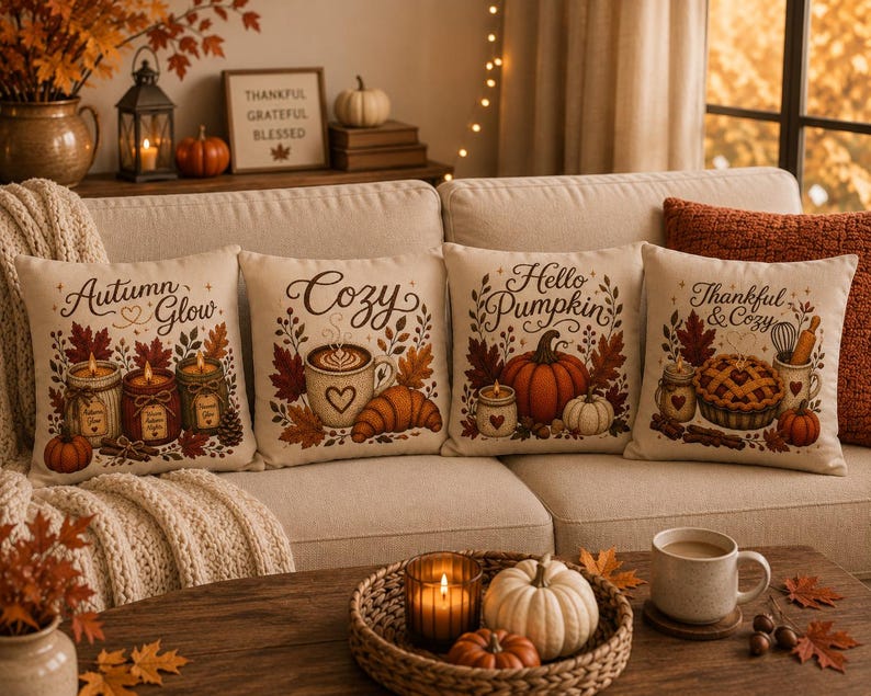 Stay Cosy Ghost Pillowcase | Beige Halloween Throw Pillowcase | Cute Spooky Fall Home Decor| Spooky season decor| Baking ghost pillowcase
