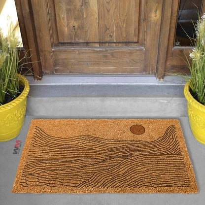 Abstract Landscape Coir Welcome Mat, Minimalist Line Art