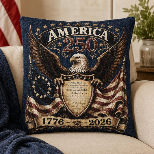 250th Anniversary Woven Pillow | American Independence Celebration| Patriotic gift| Independence Day| 4th July| Home decor throw pillow