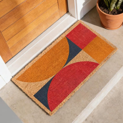 Coir Doormat: Mid-Century Modern Geometric Design - Eco Friendly