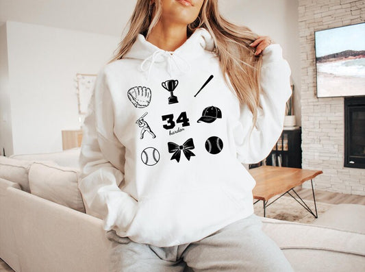 Customizable Baseball Hoodie, Personalized Vintage Baseball Hoodie, Custom Number Name Pullover, Game Day Outfit
