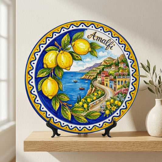 Amalfi Coast Display Plate Coastal Decor Inspired by Costiera Amalfitana Italy Ceramic Artwork Gift