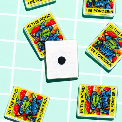 Funny Frog Magnet Hilarious Gift Idea Nerdy Humor Stocking Stuffer Quirky Magnet Fridge Decor Cute DM Gift Gamer Wizard Magnet Mushroom