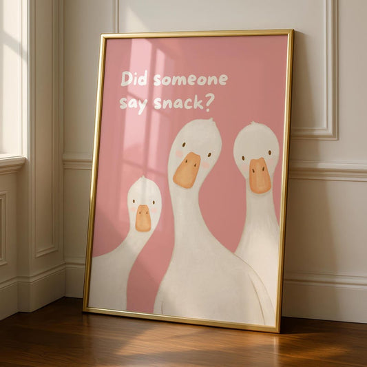 Kitchen Goose Print - Funny Wall Art | Snacks Typography Decor | Family Poster | Bright Colourful Sign