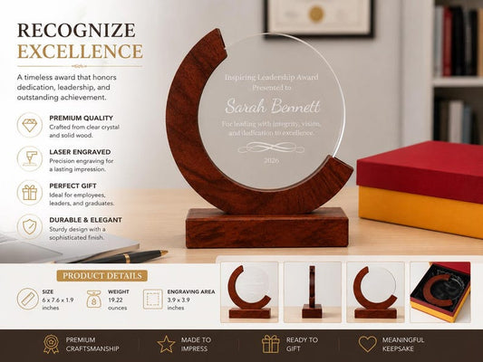 Employee Recognition Award – Personalized Acrylic Plaque, Custom Corporate Trophy