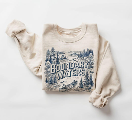 Retro 90's Boundary Waters Canoeing Waterways Common Loon Unisex Adult Crewneck Sweatshirt