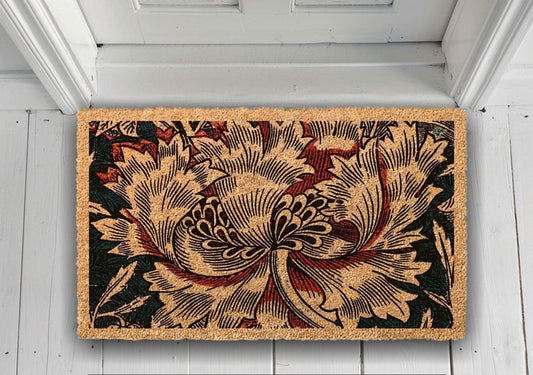 Vintage Floral Coir Doormat, Antique Style Welcome Mat