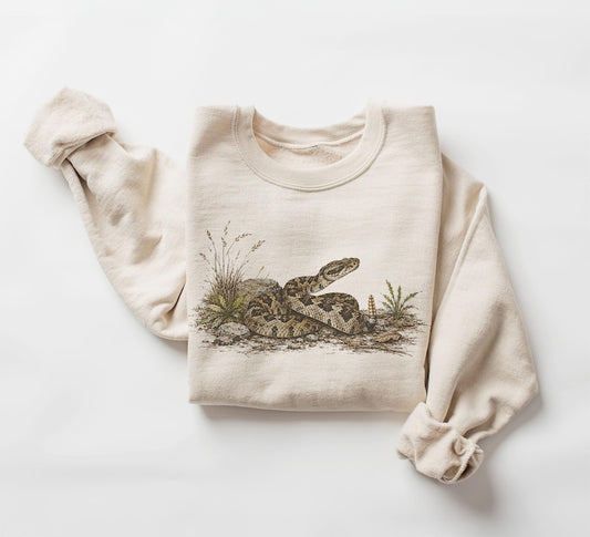 Retro 90's Timber Rattlesnake Venomous Snake Field Guide Unisex Adult Crewneck Sweatshirt