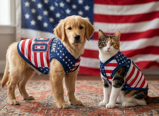 Custom USA Pet Jersey, Personalized Soccer Outfit for Dogs Cats, World Cup Football Mess Jersey Name Number Cute Puppy Sportswear Pet Jersey