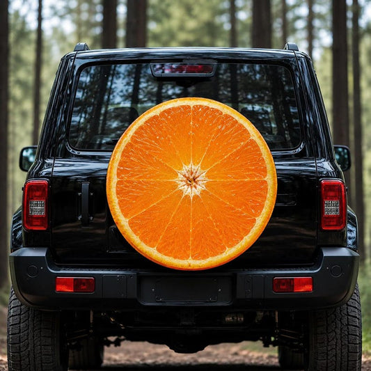 Orange Slice Spare Tire Cover, Waterproof PVC Wheel Protector (14-19 Inch)