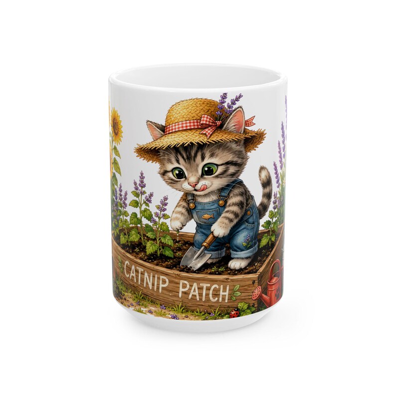 Catnip Patch Gardening Kitten Mug | Ceramic Coffee Cup