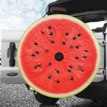 Watermelon Spare Tire Cover, Realistic Summer Jeep Wheel Protector (Backup Camera Hole)
