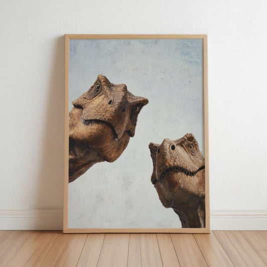 T rex wall art, mid century wall art, dinosaur wall art print, teal orange print