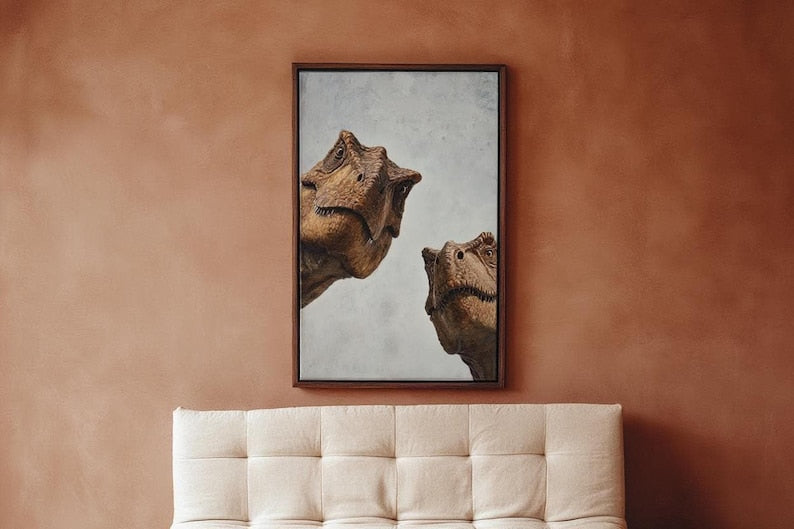 T rex wall art, mid century wall art, dinosaur wall art print, teal orange print
