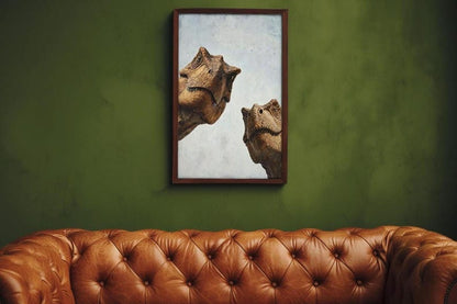 T rex wall art, mid century wall art, dinosaur wall art print, teal orange print