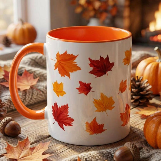 Fall Leaves Mug, Autumn Maple Leaf Coffee Cup, Fall Gift For Her, Cozy Fall Mug, Thanksgiving Gift, Autumn Leaves Coffee Mug, Fall Home Gift