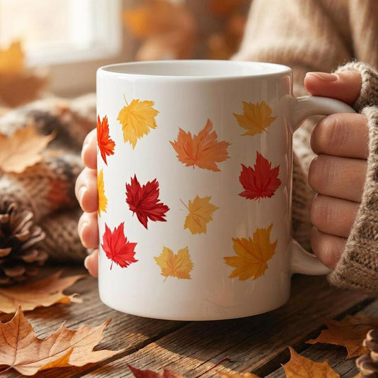 Fall Leaves Mug, Autumn Maple Leaf Coffee Cup, Fall Gift For Her, Cozy Fall Mug, Thanksgiving Gift, Autumn Leaves Coffee Mug, Fall Home Gift