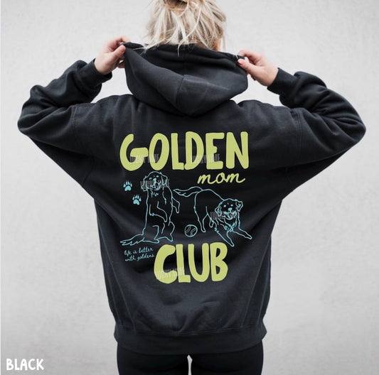 Golden Mom Club Hoodie, Dog Mom Hoodie, Back Design Hoodie, Dog Lover Gift, Retriever Dog Shirt, Fur Mama Hoodies Dog Mama Hooded Sweatshirt