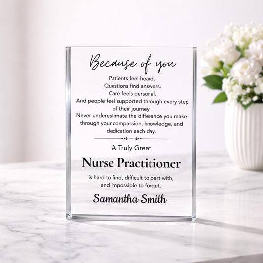 Nurse Practitioner Appreciation Gift Acrylic Plaque, Personalized NP Gift, Nurse Retirement Gift, Healthcare worker Farewell Graduation Gift