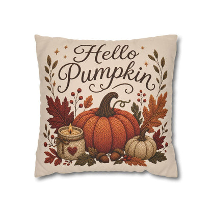 Hello Pumpkin Pillowcase | Beige Fall Throw Pillowcase | Cozy Autumn Farmhouse Home Decor| Pumpkin cute pillow covers| Thanksgiving pillow