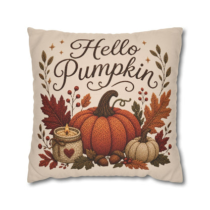 Hello Pumpkin Pillowcase | Beige Fall Throw Pillowcase | Cozy Autumn Farmhouse Home Decor| Pumpkin cute pillow covers| Thanksgiving pillow