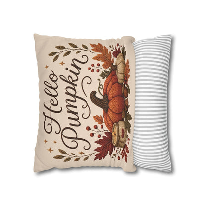 Hello Pumpkin Pillowcase | Beige Fall Throw Pillowcase | Cozy Autumn Farmhouse Home Decor| Pumpkin cute pillow covers| Thanksgiving pillow