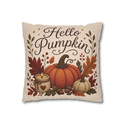 Hello Pumpkin Pillowcase | Beige Fall Throw Pillowcase | Cozy Autumn Farmhouse Home Decor| Pumpkin cute pillow covers| Thanksgiving pillow