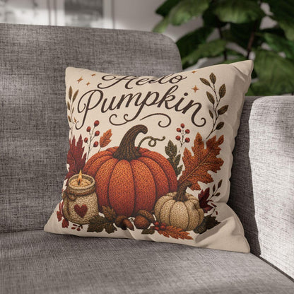Hello Pumpkin Pillowcase | Beige Fall Throw Pillowcase | Cozy Autumn Farmhouse Home Decor| Pumpkin cute pillow covers| Thanksgiving pillow