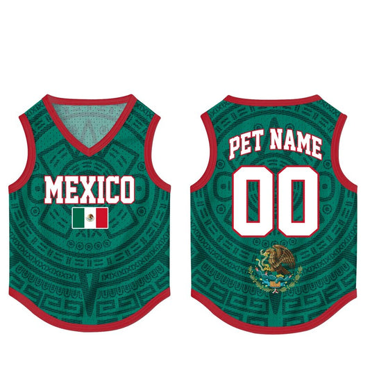 Custom Mexico Pet Jersey, Personalized Outfit for Dogs Cats, World Cup Pet Mess Jersey Name Number Sportswear Pet Jersey