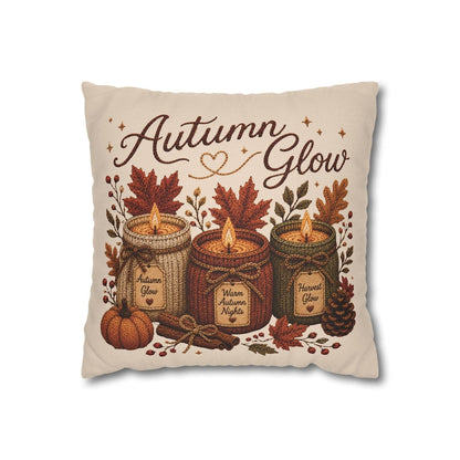 Autumn Glow Candles Pillowcase | Beige Fall Throw Pillowcase | Cozy Farmhouse Autumn Home Decor| Candle pillow cover| Fall pillow case gift