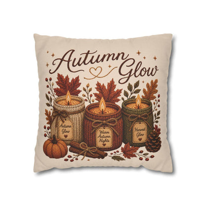 Autumn Glow Candles Pillowcase | Beige Fall Throw Pillowcase | Cozy Farmhouse Autumn Home Decor| Candle pillow cover| Fall pillow case gift
