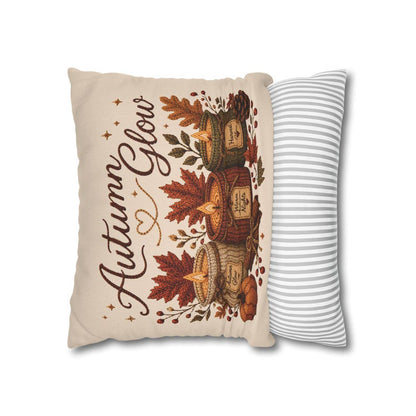 Autumn Glow Candles Pillowcase | Beige Fall Throw Pillowcase | Cozy Farmhouse Autumn Home Decor| Candle pillow cover| Fall pillow case gift