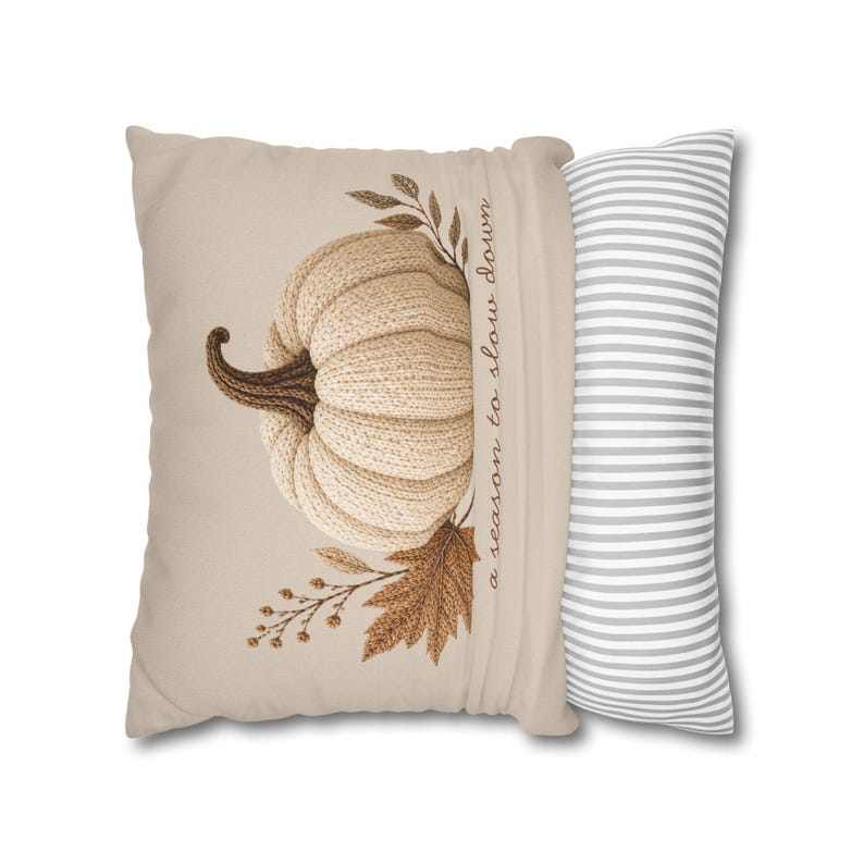 Neutral Minimalist Pumpkin Pillowcase | Beige Fall Throw Pillowcase | Cozy Autumn Farmhouse Decor| Fall pillow cover| Pumpkin pillow cover