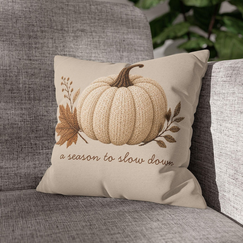 Neutral Minimalist Pumpkin Pillowcase | Beige Fall Throw Pillowcase | Cozy Autumn Farmhouse Decor| Fall pillow cover| Pumpkin pillow cover