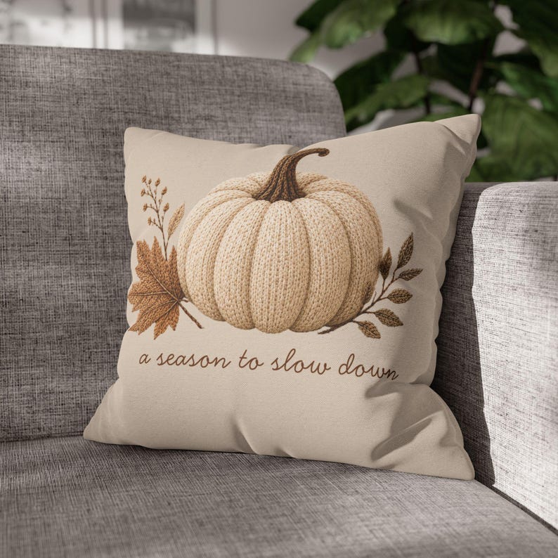 Neutral Minimalist Pumpkin Pillowcase | Beige Fall Throw Pillowcase | Cozy Autumn Farmhouse Decor| Fall pillow cover| Pumpkin pillow cover