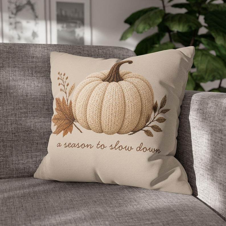 Neutral Minimalist Pumpkin Pillowcase | Beige Fall Throw Pillowcase | Cozy Autumn Farmhouse Decor| Fall pillow cover| Pumpkin pillow cover