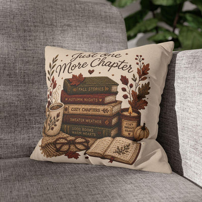 Just One More Chapter Pillowcase |Beige Bookish Throw Pillow cover | Cozy Reading Room Decor|Fall decor| Bookish pillowcase| Book lover gift