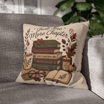 Just One More Chapter Pillowcase |Beige Bookish Throw Pillow cover | Cozy Reading Room Decor|Fall decor| Bookish pillowcase| Book lover gift